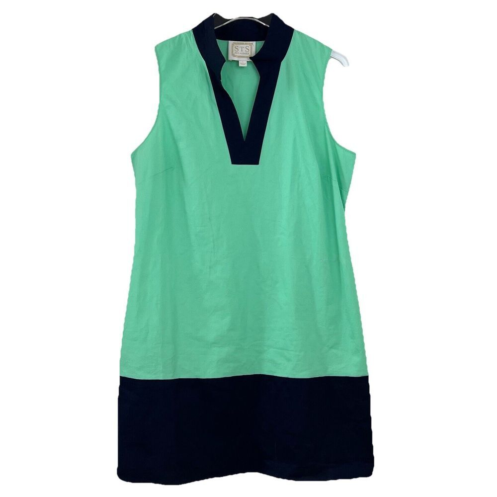 Sail to Sable Mint and Navy Sleeveless V-Neck Shift Dress